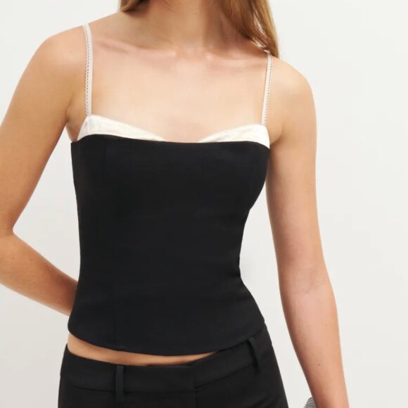 Reformation Melanie Top Black - Size 0 - Picture 1 of 1